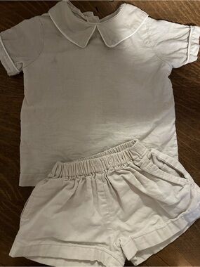 The Oaks Cream Two-Piece Toddler Set with Peter Pan Collar